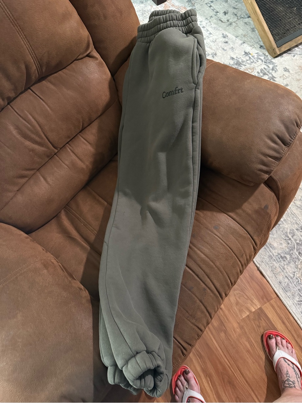 Comfort Olive Green Fleece Joggers - Women
